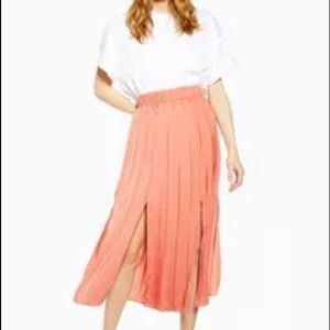 Topshop Satin Pleated Midi-skirt